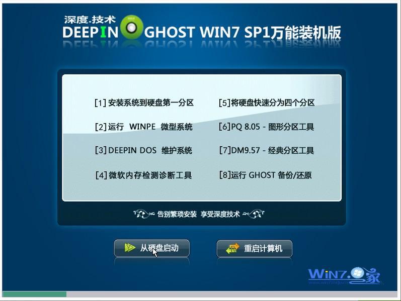 深度技术Ghost_Win7专业装机版安装界面预览