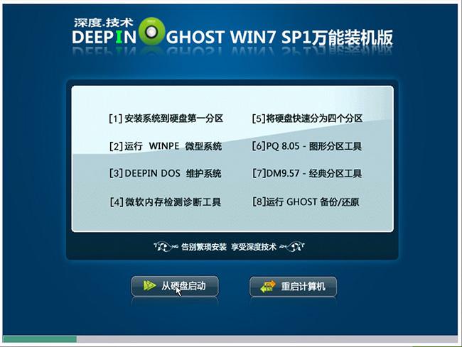 深度技术WIN7_SP1_X86极速万能装机版安装界面