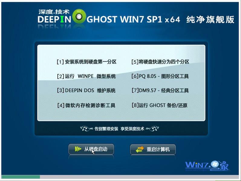 深度技术Win7 X64纯净旗舰版安装界面