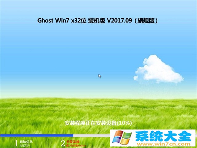 大地系统GHOST  WIN7 x32 装机稳定版V2017.09月(完美激