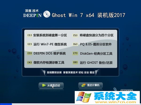 深度系统GHOST  WIN7x64位装机版V2017-10已激活