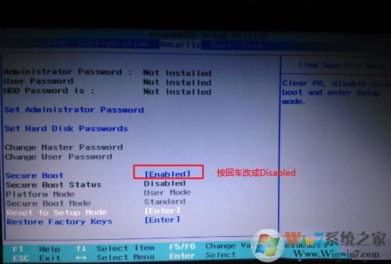 Secure  Boot回车设置成Disabled